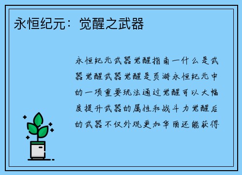 永恒纪元：觉醒之武器